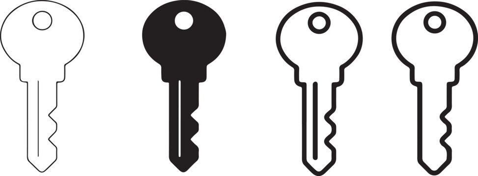 House Key Line Icons Set, Metal Key Outline Vector Collection for Security, Locksmith and Access Design