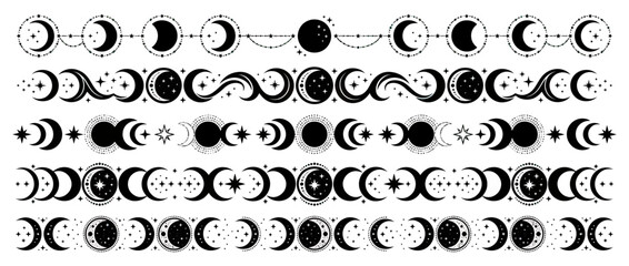 Celestial Moon Phases Borders and Ornaments © intaniaayu