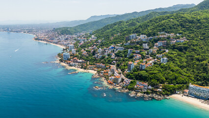 Obraz premium Aerial view of the urban tourism development in puerto vallarta mexico