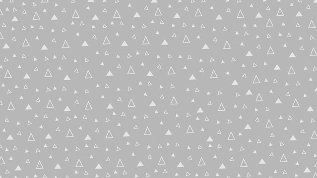 Geometric pattern background featuring scattered white triangles in solid and outline styles on a light gray background. 