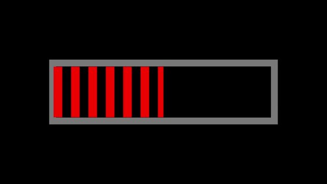A red and black hazard striped loading bar sits above the word loading with a progress indicator showing that a system task is currently active 4k video.