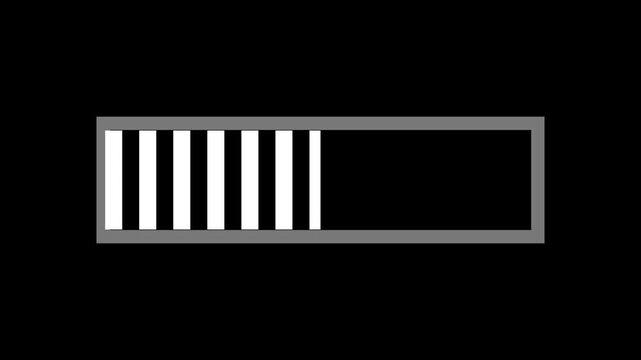 A white and black hazard striped loading bar sits above the word loading with a progress indicator showing that a system task is currently active 4k video.