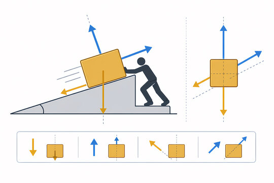 Free body diagram vector forces physics illustration