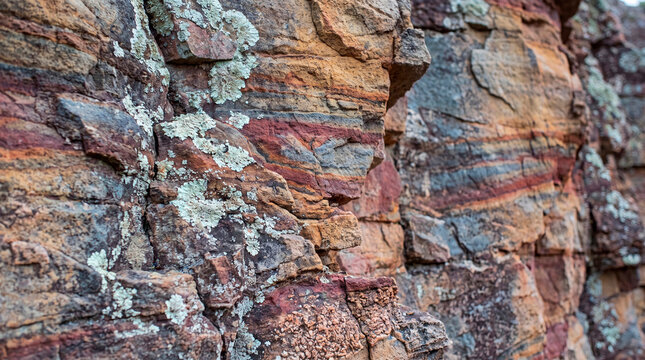 Orange rock with abstract patterned mineral striations