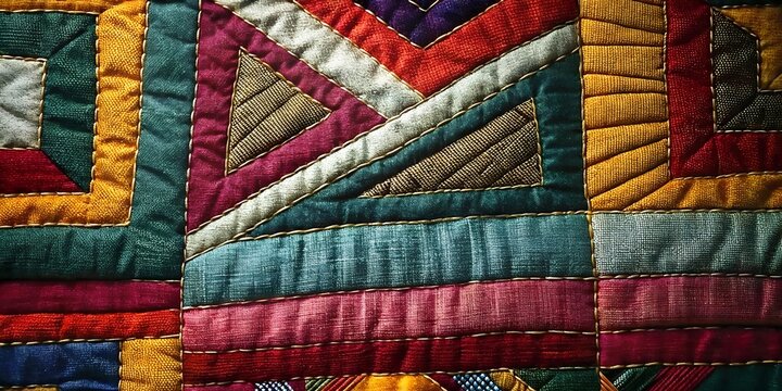 multicolor geometric block patchwork quilted fabric texture background
