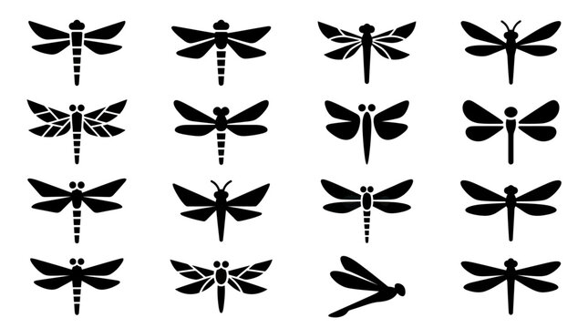 Collection of Silhouette Dragonfly Icons