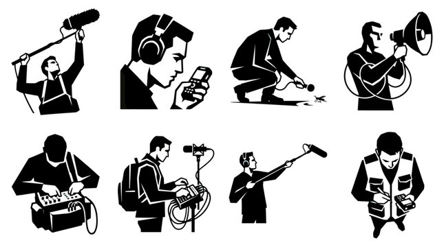 Sound Recordist Set: Recording, Mixing, Monitoring Audio with Equipment