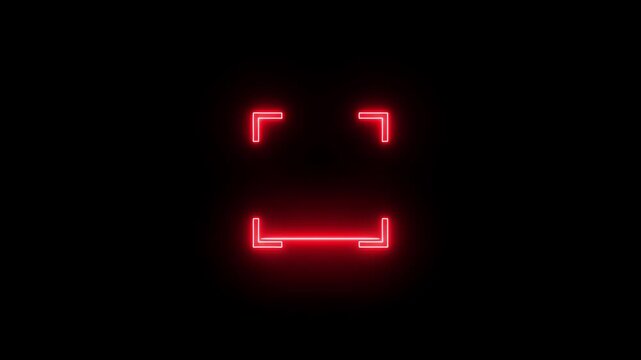 Bright red neon glowing square frame border with corners on a dark black background for digital interface design or modern graphic elements