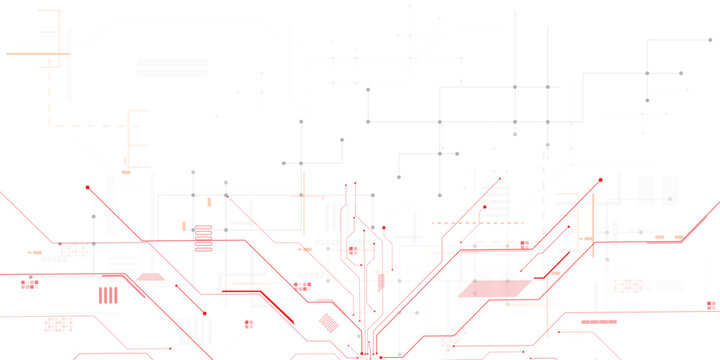 Abstract digital circuit board lines and dots on white background technology