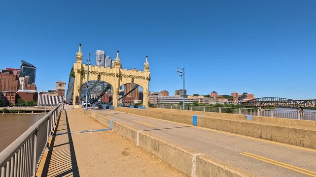 footage along the Monongahela river in Pittsburgh Pennsylvania USA