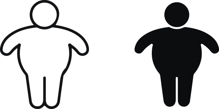 Overweight person icon representing obesity or health concept with overweight lifestyle silhouette wellness nutrition illustration physical