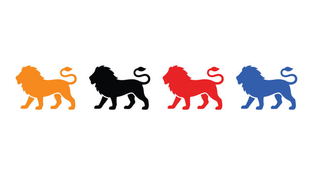 Colorful Silhouettes of Monkeys Walking in a Line, Five Primate Figures in Bright Colors.
