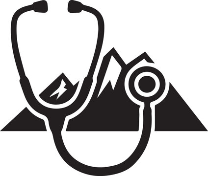 Medical Stethoscope Mountain Peak Healthcare Wellness Adventure Outdoor Doctor Logo