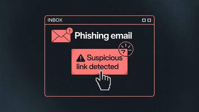 Phishing email alert with suspicious link detected