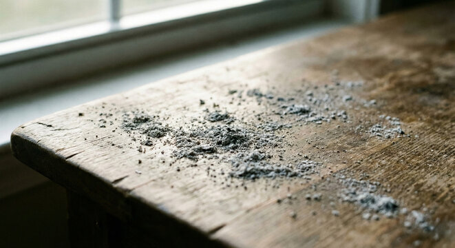 Ash settling on surface