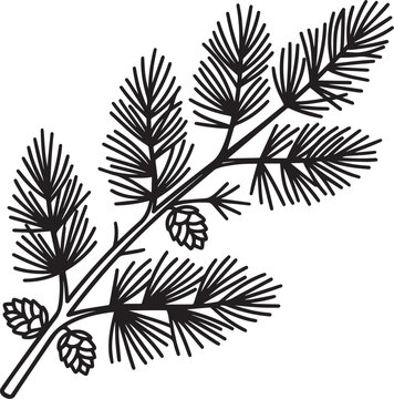Modern abstract winter cedar leaf sprig minimal line art vector for branding