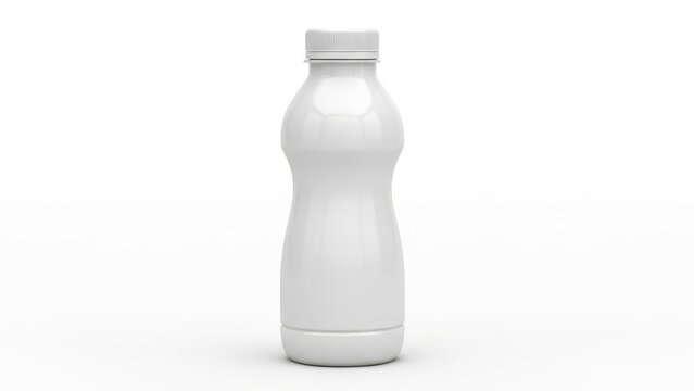 Blank white plastic bottle for yogurt or beverage packaging mockup