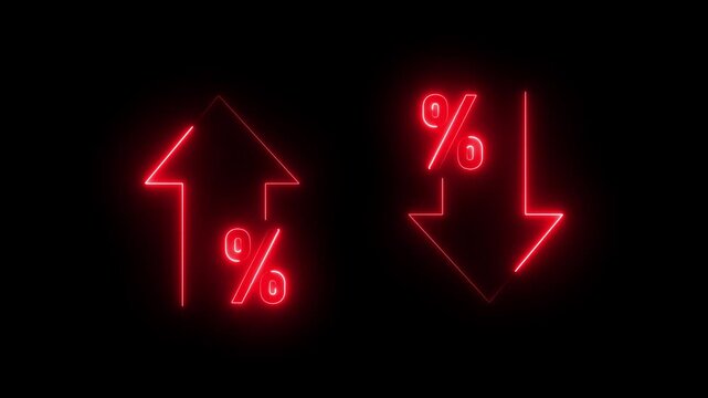 Glowing quality and cost control concept on transparent background. Successful organization strategy and management quality control. Percentage icon of quality with up arrow and cost with down arrow