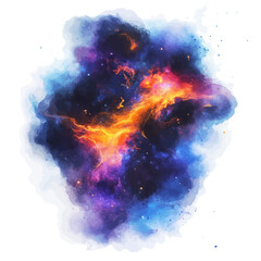 Space Debris watercolor illustration, semi-realistic fantasy style, subtle magical elements, soft glow, isolated on white background © DavidJ