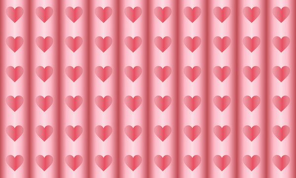 Romantic 3D effect cherry pink heart ornament, seamless vibrant Valentine's day vertical bar background