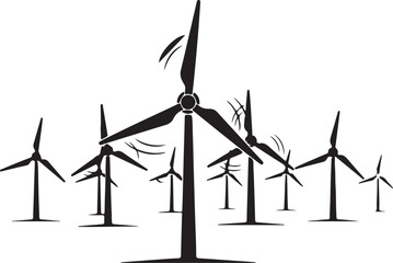 Wind turbine power plant silhouette icon graphic with silhouette renewable sustainable electricity generator environment technology infrastructure industrial alternative resource windmill © MAX