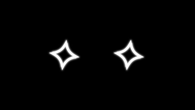 Sparkling stars shine animation, twinkling black background, blinking cartoon stars, flat star sparkle vector doodles, glowing light effects, retro shine movement, transparent screen 4k video,
