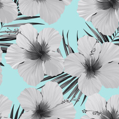 Tropical pattern. Paradise plants and flowers. Hawaiian pattern. Exotic, tropical. Delicate soft colors. © Alaska_artworks
