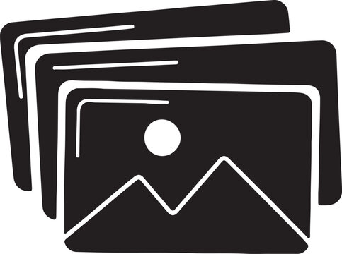 Stack of photographic image frames with photography pictures collection interface portfolio slideshow snapshots photographic landscape mountains presentation document organize rendering