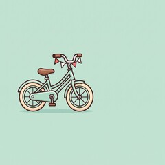 Obraz premium Chibi Style Mini Bicycle with Festive Bunting