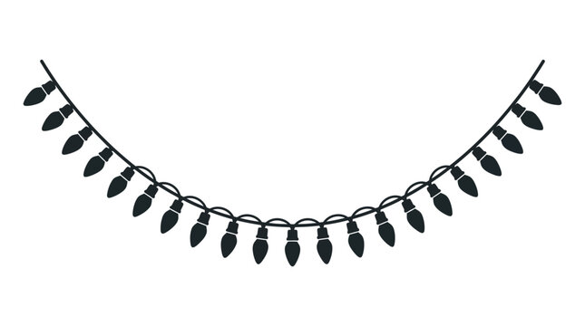 Hanging string of Christmas lights silhouette illustration