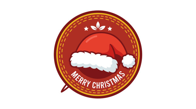 Merry Christmas seal featuring Santa Claus hat.