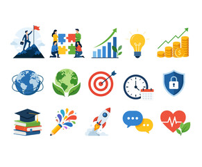 Fototapeta premium Illustration in vector style, set of icons on Business and Lifestyle Concepts Collection theme.