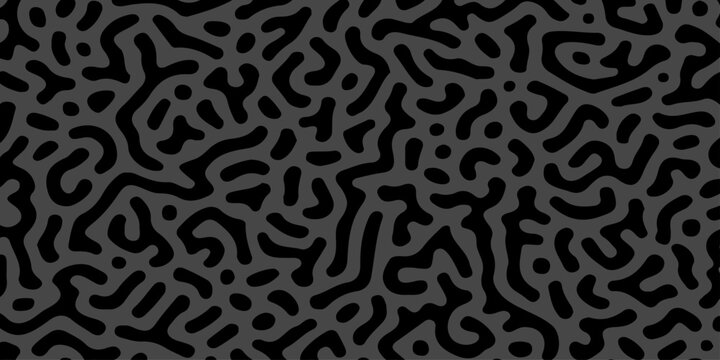 Abstract dark grey turing pattern seamless background organic reaction diffusion maze texture for modern graphic design. monochrome abstract texture, dark grey and black fluid lines