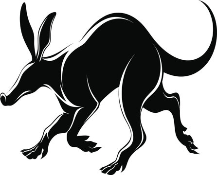 Stylized aardvark silhouette graphic illustration isolated on white background for wildlife branding
