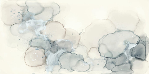 Ice cubes on black and white background, winter blue cold texture with water, ice, snow, steam and cloud-like smoke, frozen nature watercolor pattern design © jubayer