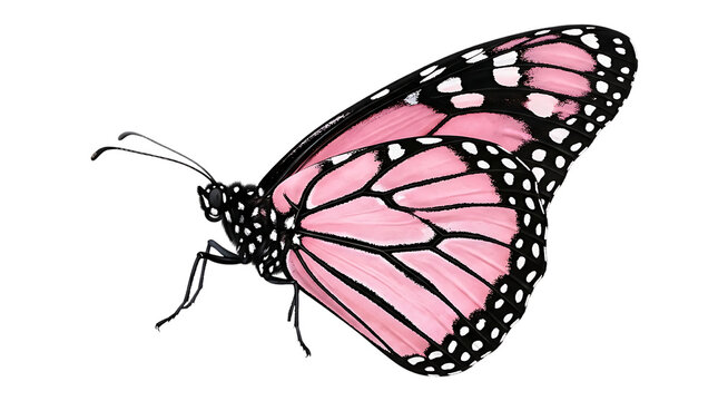 Beautiful pink butterfly illustration on a simple background