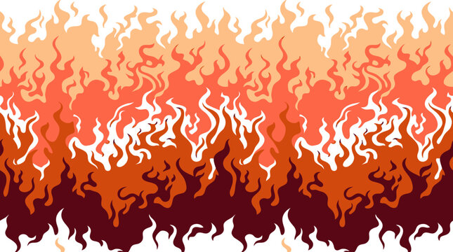 Layered fire border background with red orange tones.