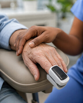 Nurse Checking Pulse Oximeter