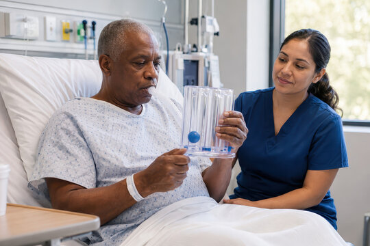 Postoperative Patient Using Incentive Spirometer