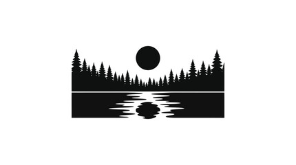 Minimalist Pine Forest Silhouette Vector Illustration © Dodol Creative Stock