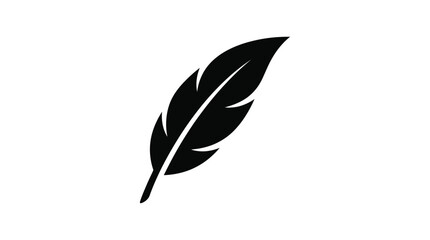 Black feather silhouette on a white background simple graphic design © Kaium
