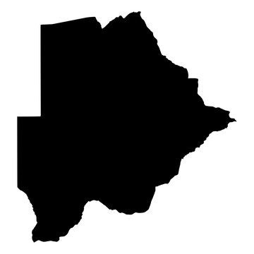 Botswana Black Map Silhouette Flat Vector Illustration