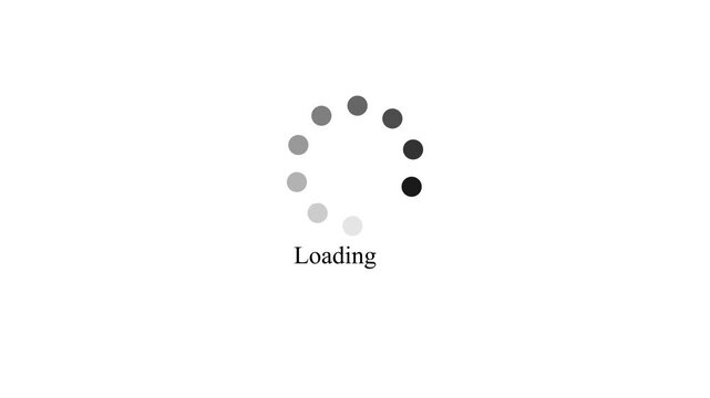 Minimal loading screen animation featuring a rotating progress circle and loading text on a White background. Ideal for apps, presentations, streaming, technology, and digital interface projects.