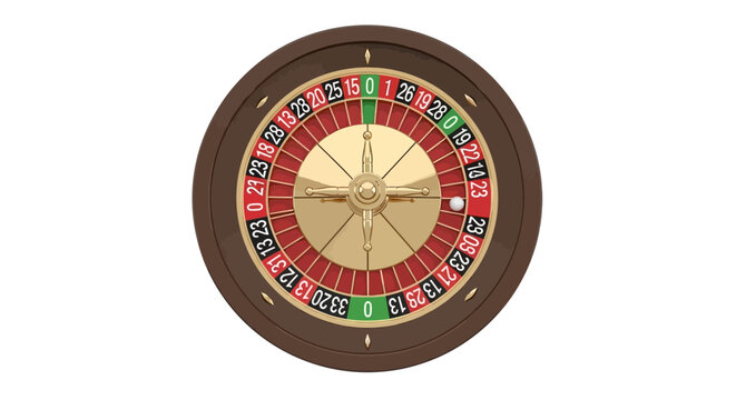Roulette wheel with numbers and colors.