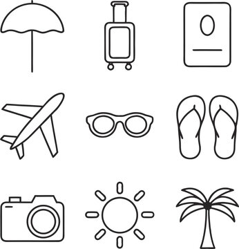 Summer Icon Pack &ndash; Tropical Vacation, Beach, Fruits, Drinks and Seasonal Vector Icons