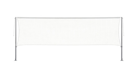 A classic portable sports net for badminton or volleyball games, featuring a durable white mesh and sturdy metal poles, designed for outdoor and indoor recreational activities  ©  trashorcashvisuals
