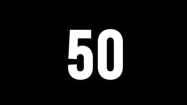 Pixel number 50, number fifty, alpha channel, alphabet and letters in pixel style with a transparent background
