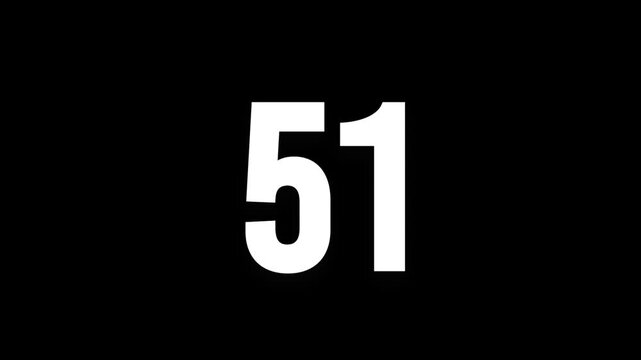 Pixel number 51, number fifty one, alpha channel, alphabet and letters in pixel style with a transparent background