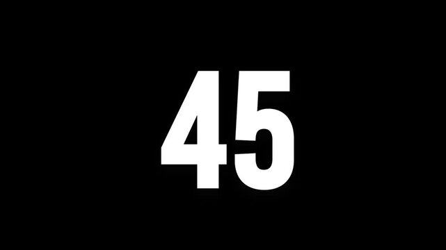 Pixel numeral 45, numeral forty five, alpha channel, alphabet and letters in pixel style with a transparent background