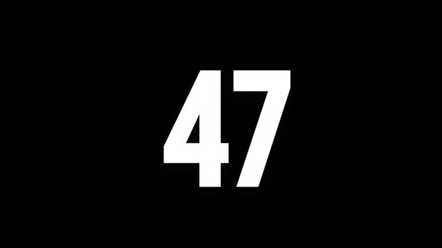 Pixel numeral 47, number forty seven, alpha channel, alphabet and letters in pixel style with a transparent background